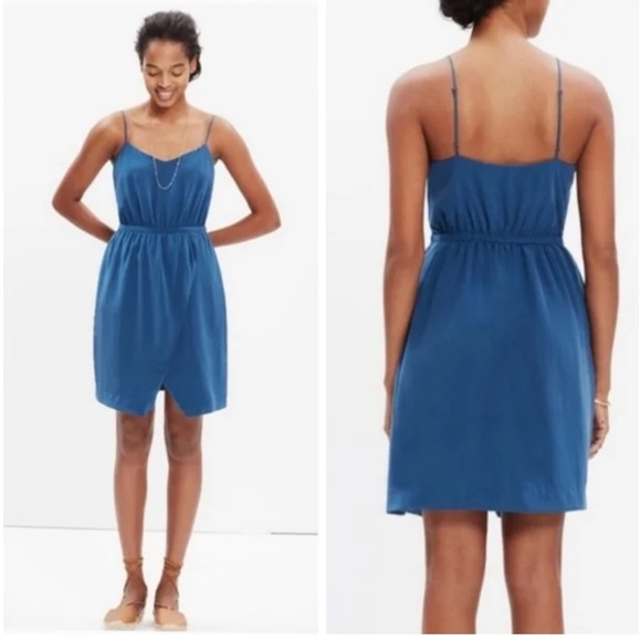 Madewell Dresses & Skirts - Madewell Sandstar Silk Sleeveless Tulip Mini Dress Peacock Blue Size 10